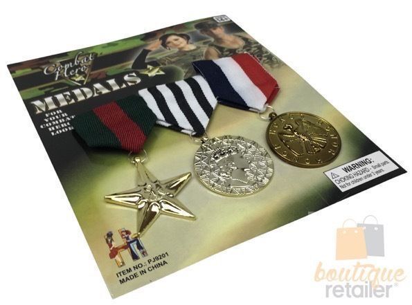 3x Army Solider Medals Combat Party Costume Halloween Fancy Dress Replica V563-17771
