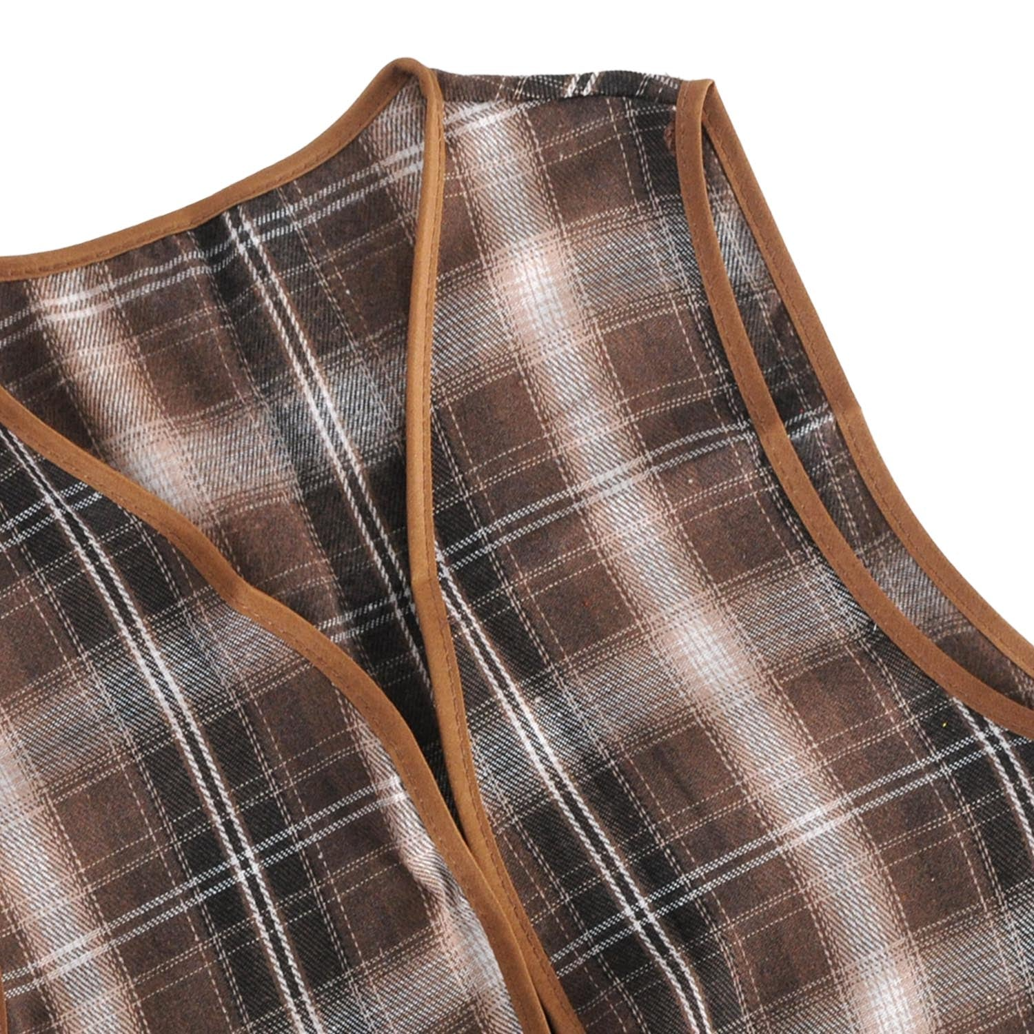 Childrens Brown Checkered Party Costume Vest Boys Kids Victorian, Cowboy or 1920s Style V563-17805-03