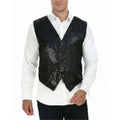 Mens Sequin Vest Waistcoat Disco Sparkle Costume Dance Party One Size - Black V563-17814-BLACK