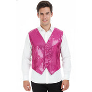 Mens Sequin Vest Waistcoat Disco Sparkle Costume Dance Party One Size - Pink V563-17814-PINK