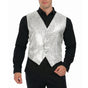 Mens Sequin Vest Waistcoat Disco Sparkle Costume Dance Party One Size - Silver V563-17814-SILVER