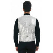 Mens Sequin Vest Waistcoat Disco Sparkle Costume Dance Party One Size - Silver V563-17814-SILVER