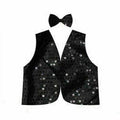 Kids Sequin Vest Bow Tie Set Costume 80s Party Dress Up Waistcoat - Black V563-17817-01