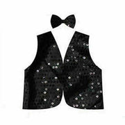 Kids Sequin Vest Bow Tie Set Costume 80s Party Dress Up Waistcoat - Black V563-17817-01