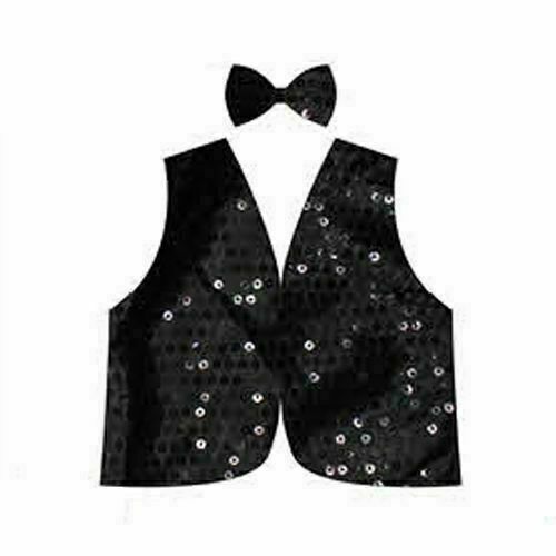 Kids Sequin Vest Bow Tie Set Costume 80s Party Dress Up Waistcoat - Black V563-17817-01