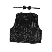 Kids Sequin Vest Bow Tie Set Costume 80s Party Dress Up Waistcoat - Black V563-17817-01