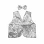 Kids Sequin Vest Bow Tie Set Costume 80s Party Dress Up Waistcoat - Silver V563-17817-02