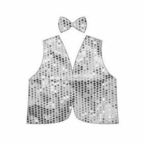 Kids Sequin Vest Bow Tie Set Costume 80s Party Dress Up Waistcoat - Silver V563-17817-02