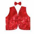 Kids Sequin Vest Bow Tie Set Costume 80s Party Dress Up Waistcoat - Red V563-17817-03