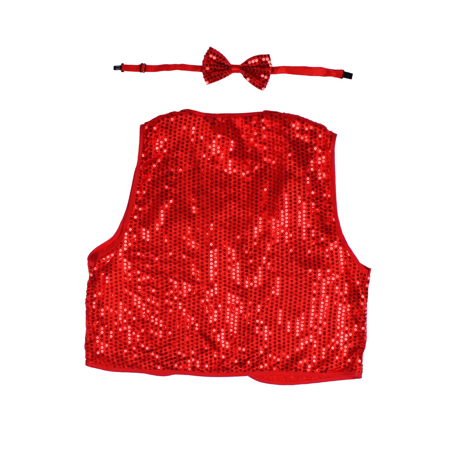 Kids Sequin Vest Bow Tie Set Costume 80s Party Dress Up Waistcoat - Red V563-17817-03