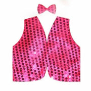 Kids Sequin Vest Bow Tie Set Costume 80s Party Dress Up Waistcoat - Hot Pink V563-17817-04