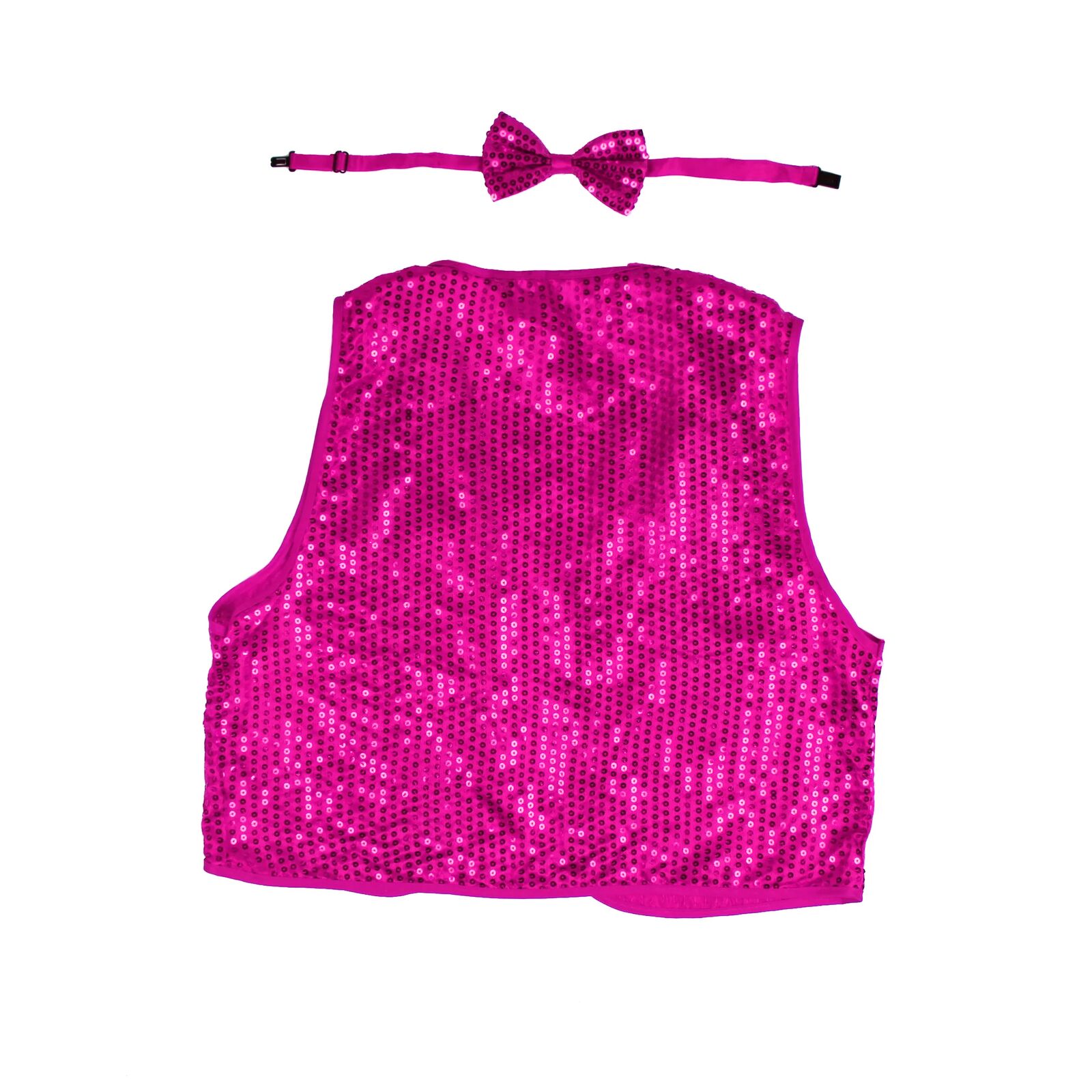 Kids Sequin Vest Bow Tie Set Costume 80s Party Dress Up Waistcoat - Hot Pink V563-17817-04