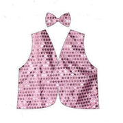 Kids Sequin Vest Bow Tie Set Costume 80s Party Dress Up Waistcoat - Light Pink V563-17817-05