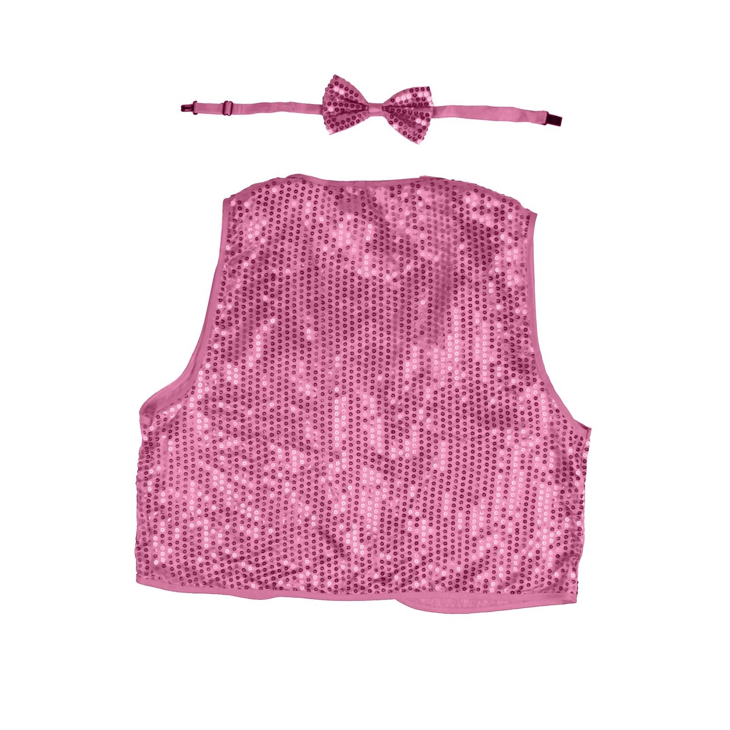 Kids Sequin Vest Bow Tie Set Costume 80s Party Dress Up Waistcoat - Light Pink V563-17817-05
