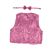 Kids Sequin Vest Bow Tie Set Costume 80s Party Dress Up Waistcoat - Light Pink V563-17817-05