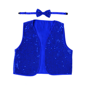Kids Sequin Vest Bow Tie Set Costume 80s Party Dress Up Waistcoat - Blue V563-17817-07