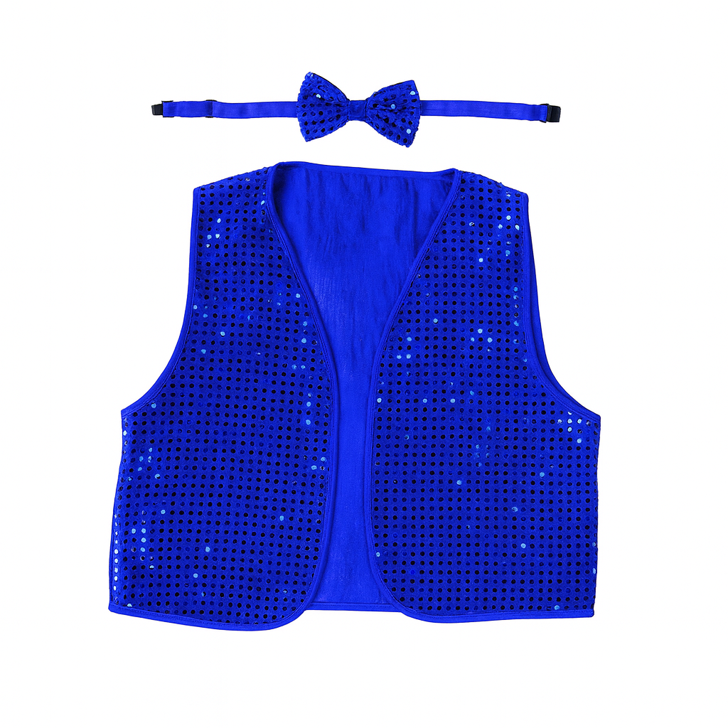 Kids Sequin Vest Bow Tie Set Costume 80s Party Dress Up Waistcoat - Blue V563-17817-07
