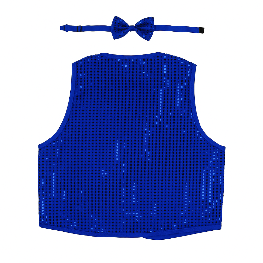Kids Sequin Vest Bow Tie Set Costume 80s Party Dress Up Waistcoat - Blue V563-17817-07