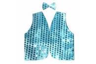 Kids Sequin Vest Bow Tie Set Costume 80s Party Dress Up Waistcoat - Sky Blue V563-17817-08