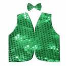 Kids Sequin Vest Bow Tie Set Costume 80s Party Dress Up Waistcoat - Green V563-17817-09