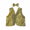 Kids Sequin Vest Bow Tie Set Costume 80s Party Dress Up Waistcoat - Gold/Yellow V563-17817-10