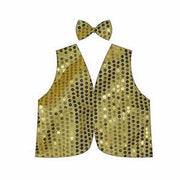 Kids Sequin Vest Bow Tie Set Costume 80s Party Dress Up Waistcoat - Gold/Yellow V563-17817-10