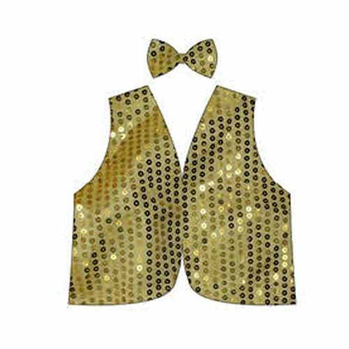 Kids Sequin Vest Bow Tie Set Costume 80s Party Dress Up Waistcoat - Gold/Yellow V563-17817-10