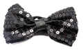 GLITTER SEQUIN BOW TIE Costume Fancy Dress Dance Fancy Shiny Party Bowtie - Black V563-17820-BLK