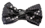 GLITTER SEQUIN BOW TIE Costume Fancy Dress Dance Fancy Shiny Party Bowtie - Black V563-17820-BLK