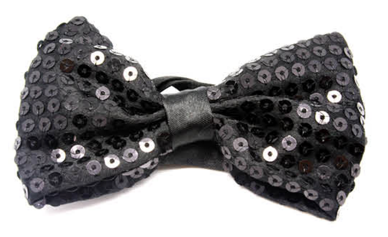 GLITTER SEQUIN BOW TIE Costume Fancy Dress Dance Fancy Shiny Party Bowtie - Black V563-17820-BLK