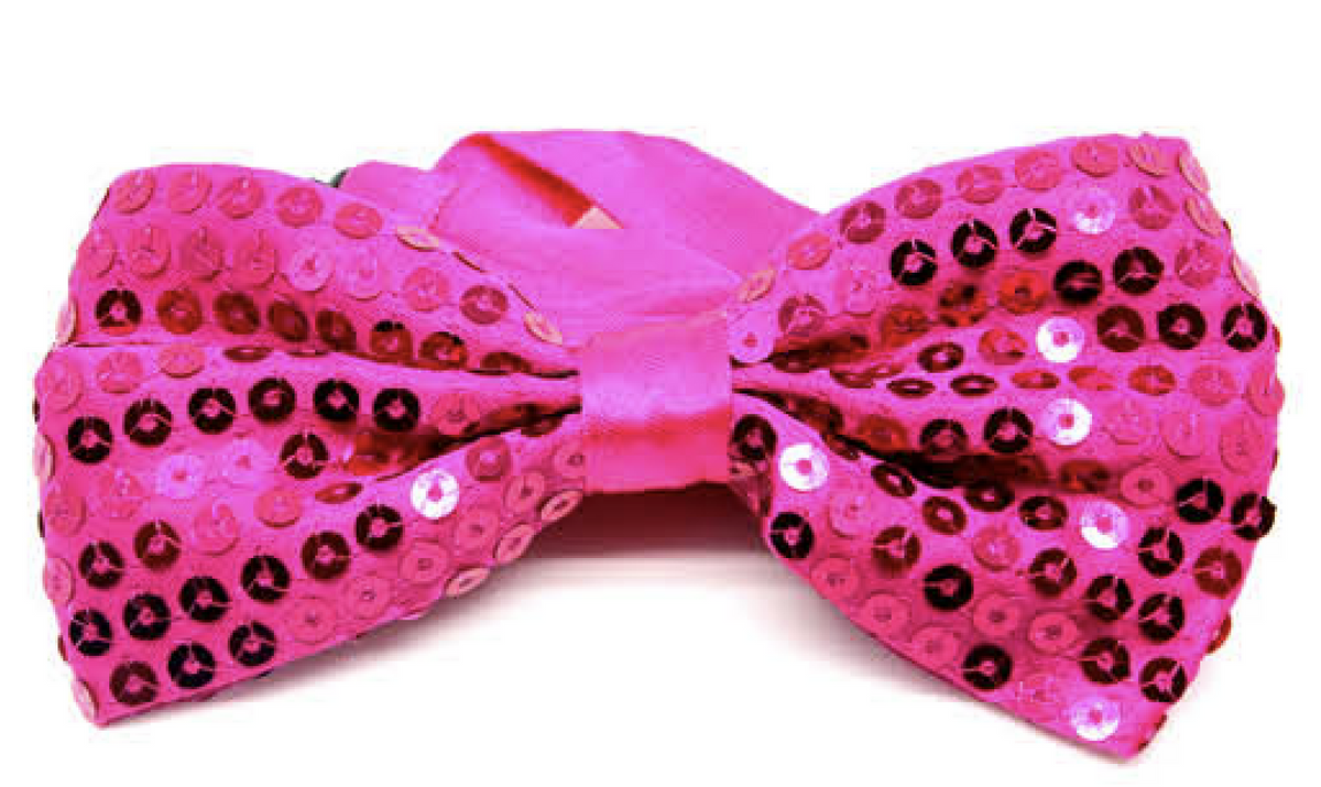 GLITTER SEQUIN BOW TIE Costume Fancy Dress Dance Fancy Shiny Party Bowtie - Hot Pink V563-17820-HTPNK