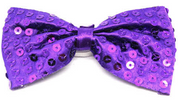 GLITTER SEQUIN BOW TIE Costume Fancy Dress Dance Fancy Shiny Party Bowtie - Purple V563-17820-PUR