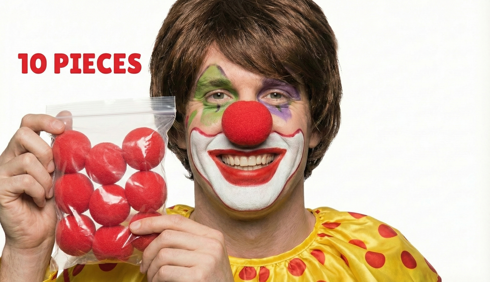 10x Soft CLOWN NOSES Costume Circus Halloween Spongy Fancy Fun Silly in Red V563-17840-10PCS-RED