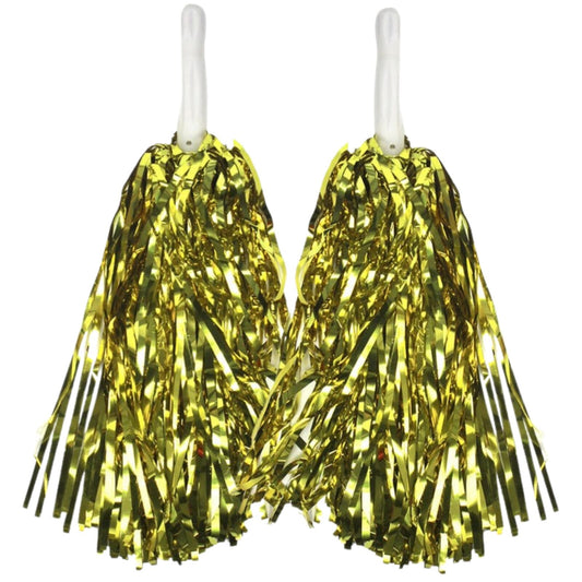 Yellow Metallic Cheerleading Pom Poms - Set of 2 with Easy-Grip Handles Australia Day V563-18200_07