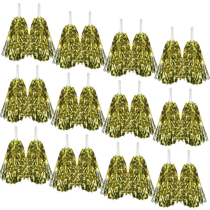Yellow Metallic Cheerleading Pom Poms - Set of 12 with Easy-Grip Handles Australia Day V563-18200_07_12X