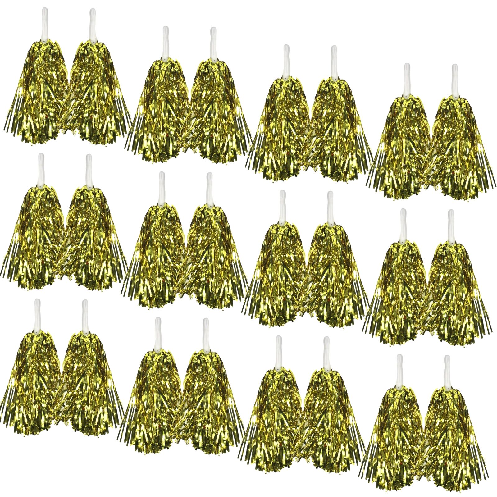 Yellow Metallic Cheerleading Pom Poms - Set of 12 with Easy-Grip Handles Australia Day V563-18200_07_12X