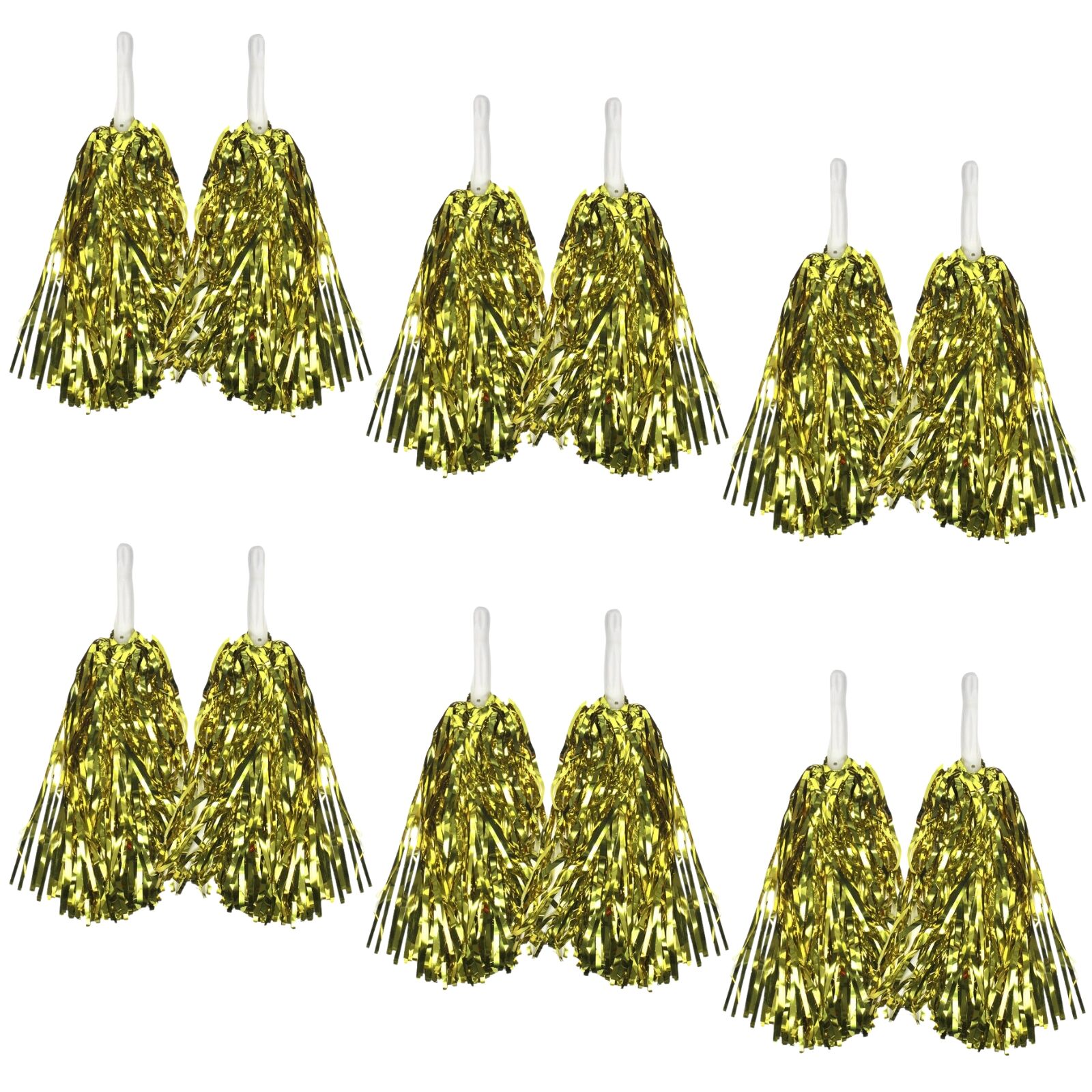 Yellow Metallic Cheerleading Pom Poms - Set of 6 with Easy-Grip Handles Australia Day V563-18200_07_6X