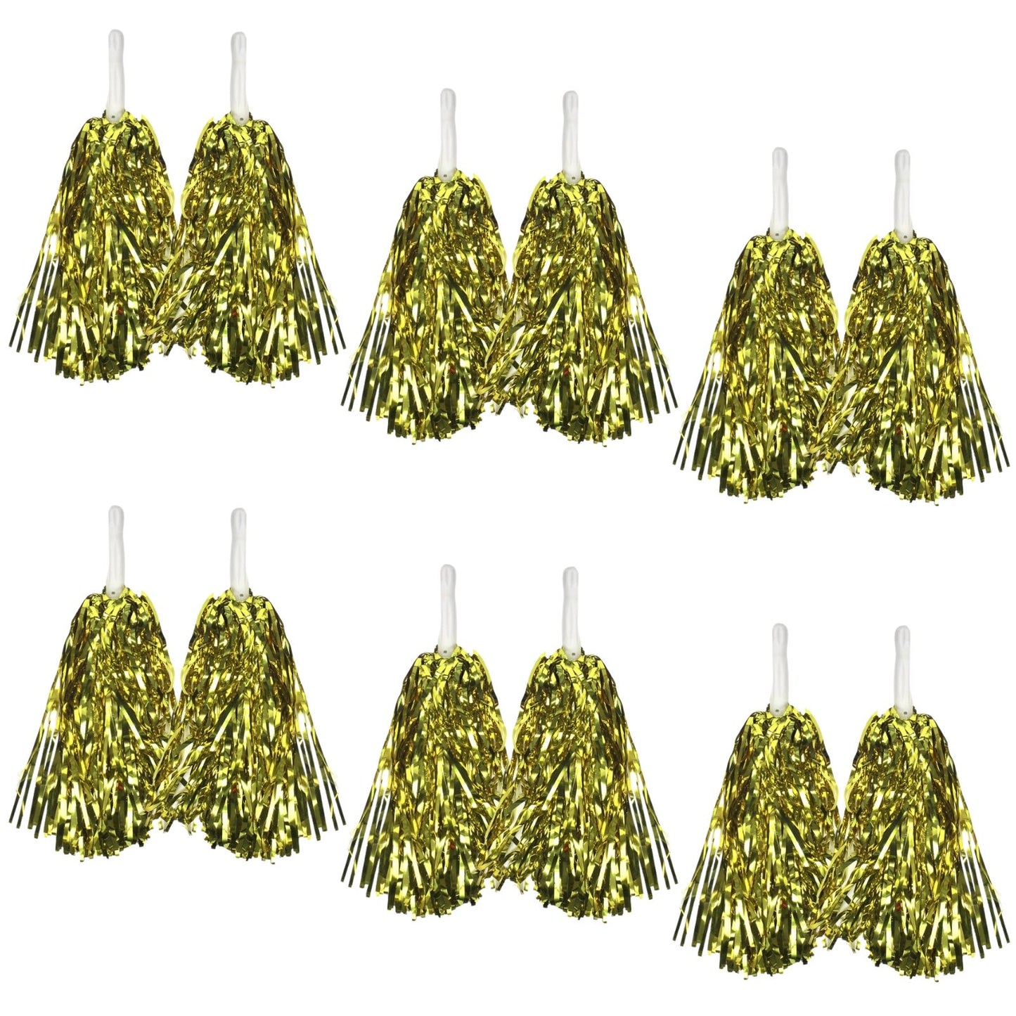 Yellow Metallic Cheerleading Pom Poms - Set of 6 with Easy-Grip Handles Australia Day V563-18200_07_6X