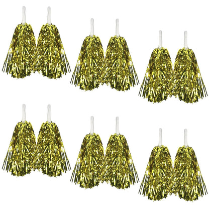 Yellow Metallic Cheerleading Pom Poms - Set of 6 with Easy-Grip Handles Australia Day V563-18200_07_6X