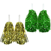 Green & Yellow Metallic Cheerleading Pom Poms - 2-Pack (1 Green Pair & 1 Yellow Pair) Australia Day V563-18200_2X