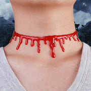 HALLOWEEN NECKLACE Red Drip Blood Choker Gothic Fashion Jewellery V563-18490