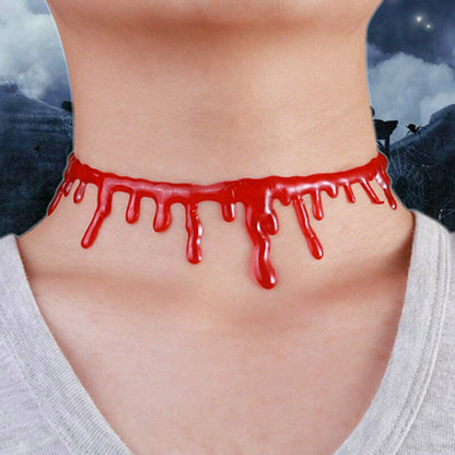 HALLOWEEN NECKLACE Red Drip Blood Choker Gothic Fashion Jewellery V563-18490