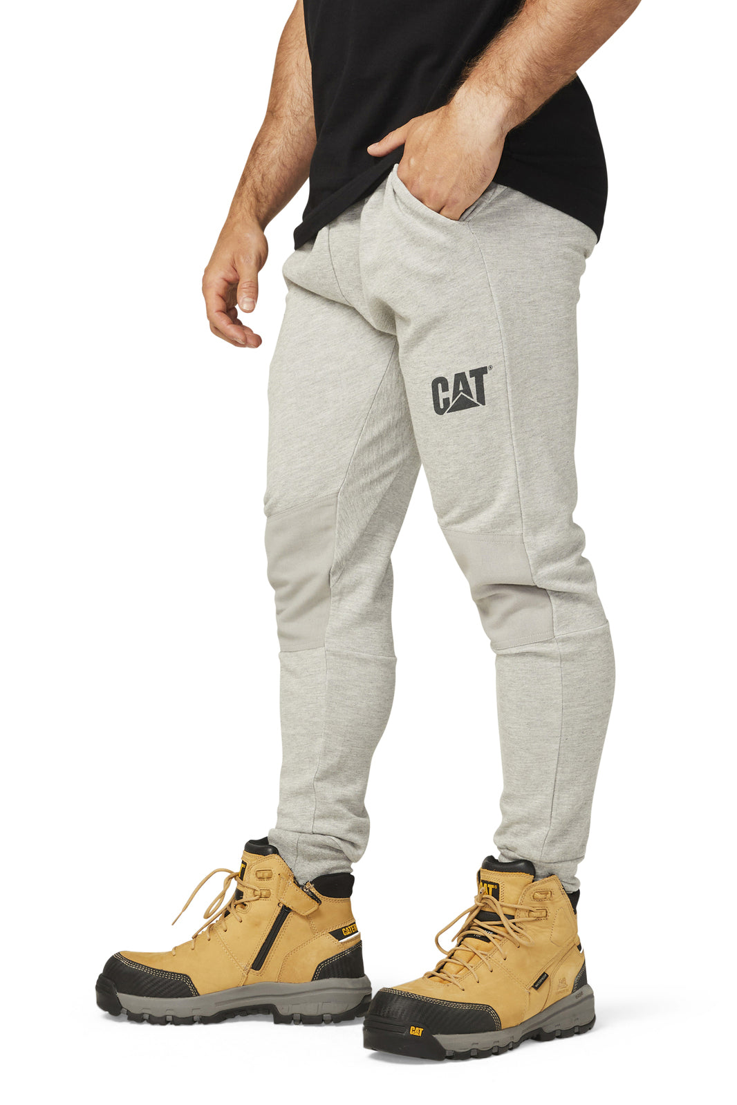 Caterpillar Track Pants Trackies Work Casual Gym Slim Fit w Hem Joggers - Grey - S V563-1850026-GREY-S