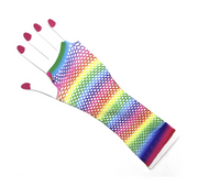 Rainbow Stripe Fishnet Fingerless Gloves 80s Costume Burlesque Mardi Gras Dance V563-18509-HORIZONTALSTRIPE