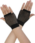 1 Pair Fishnet Gloves Fingerless Wrist Length 70s 80s Costume Party Dance - Black V563-18510-BLACK