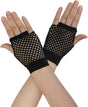 1 Pair Fishnet Gloves Fingerless Wrist Length 70s 80s Costume Party Dance - Black V563-18510-BLACK