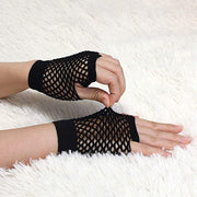 1 Pair Fishnet Gloves Fingerless Wrist Length 70s 80s Costume Party Dance - Black V563-18510-BLACK