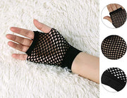 1 Pair Fishnet Gloves Fingerless Wrist Length 70s 80s Costume Party Dance - Black V563-18510-BLACK