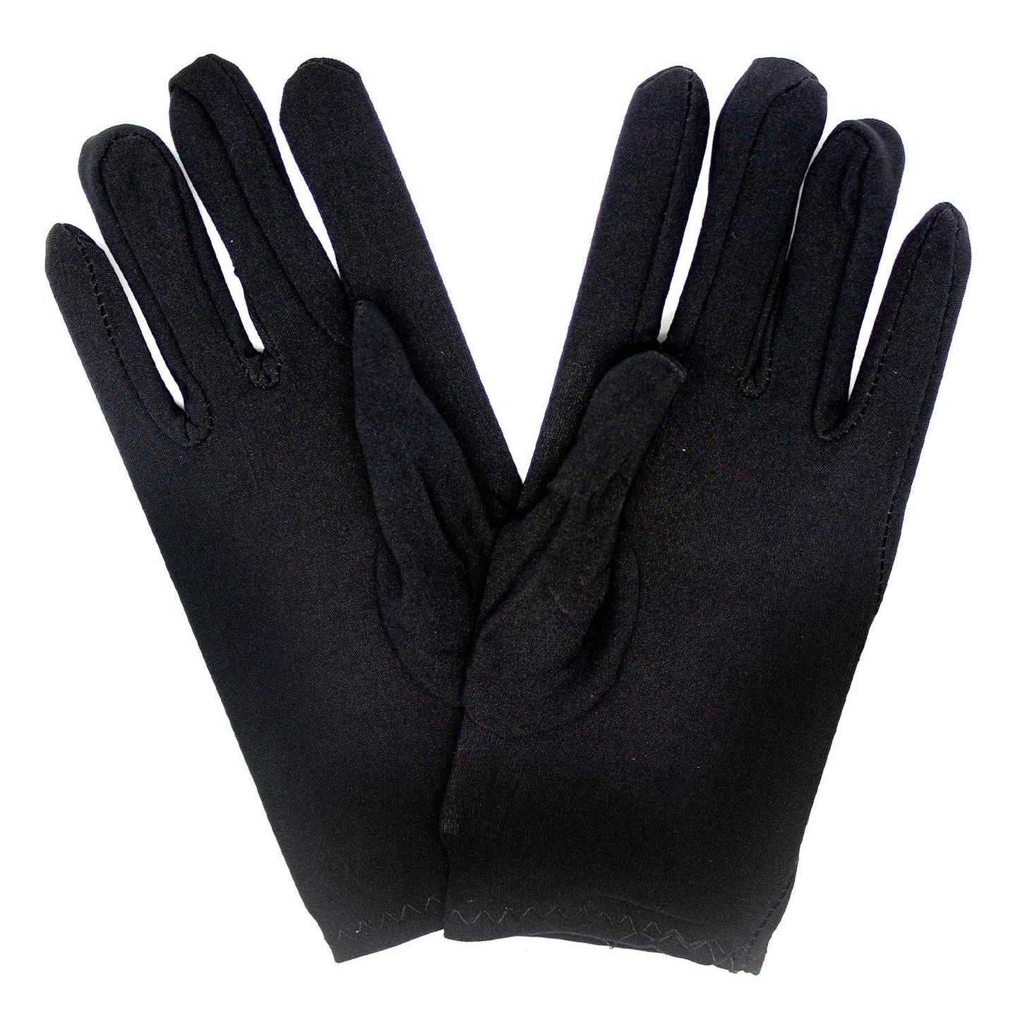 Ladies SHORT GLOVES Costume Party Wedding Bridal Fancy Dress Prom Stretchy - Black - One Size V563-18540-BLACK