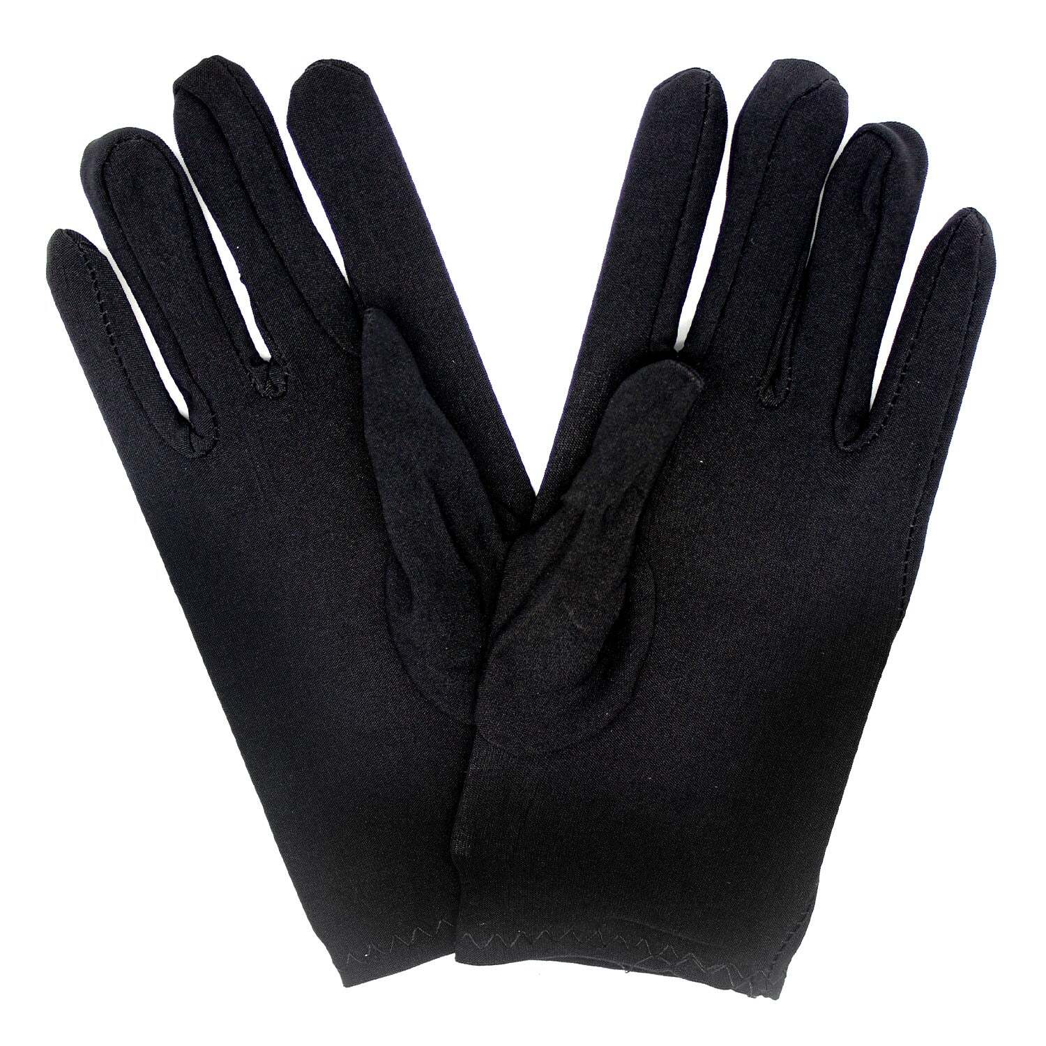 Ladies SHORT GLOVES Costume Party Wedding Bridal Fancy Dress Prom Stretchy - Black - One Size V563-18540-BLACK